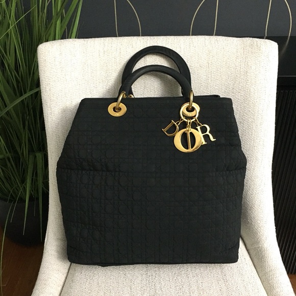 Dior Handbags - Christian Dior Lady Dior Canage Handbag black canvas